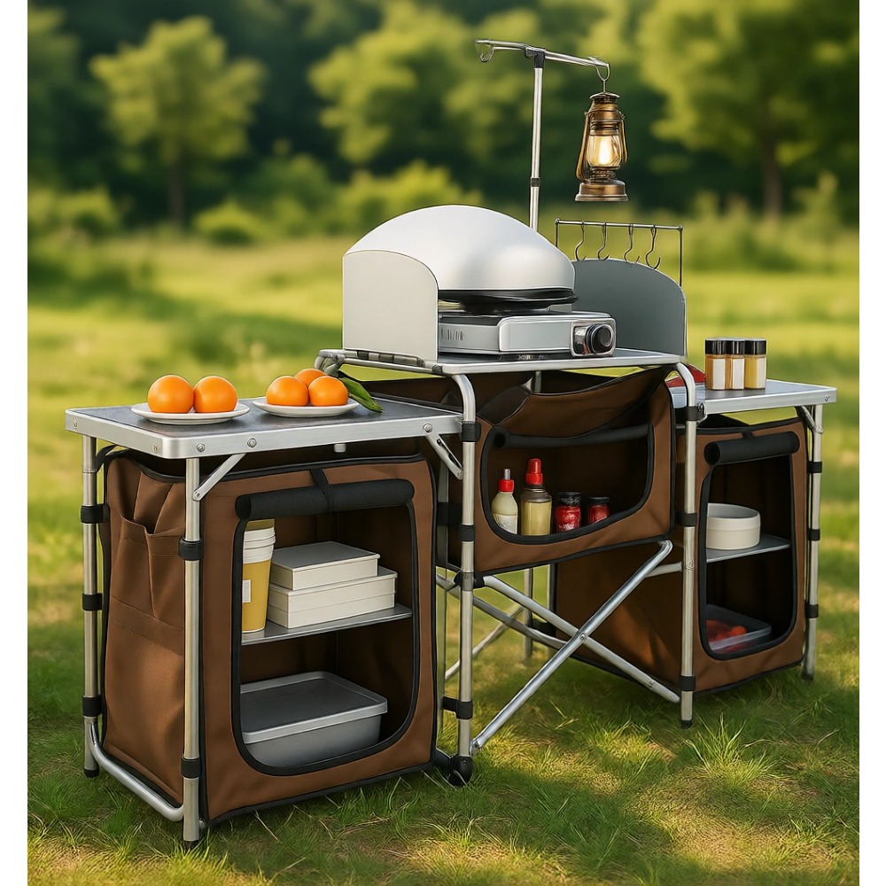 Outdoor Camping Kitchen Setup - Folding Camping Kitchen Table Aluminum Outdoor