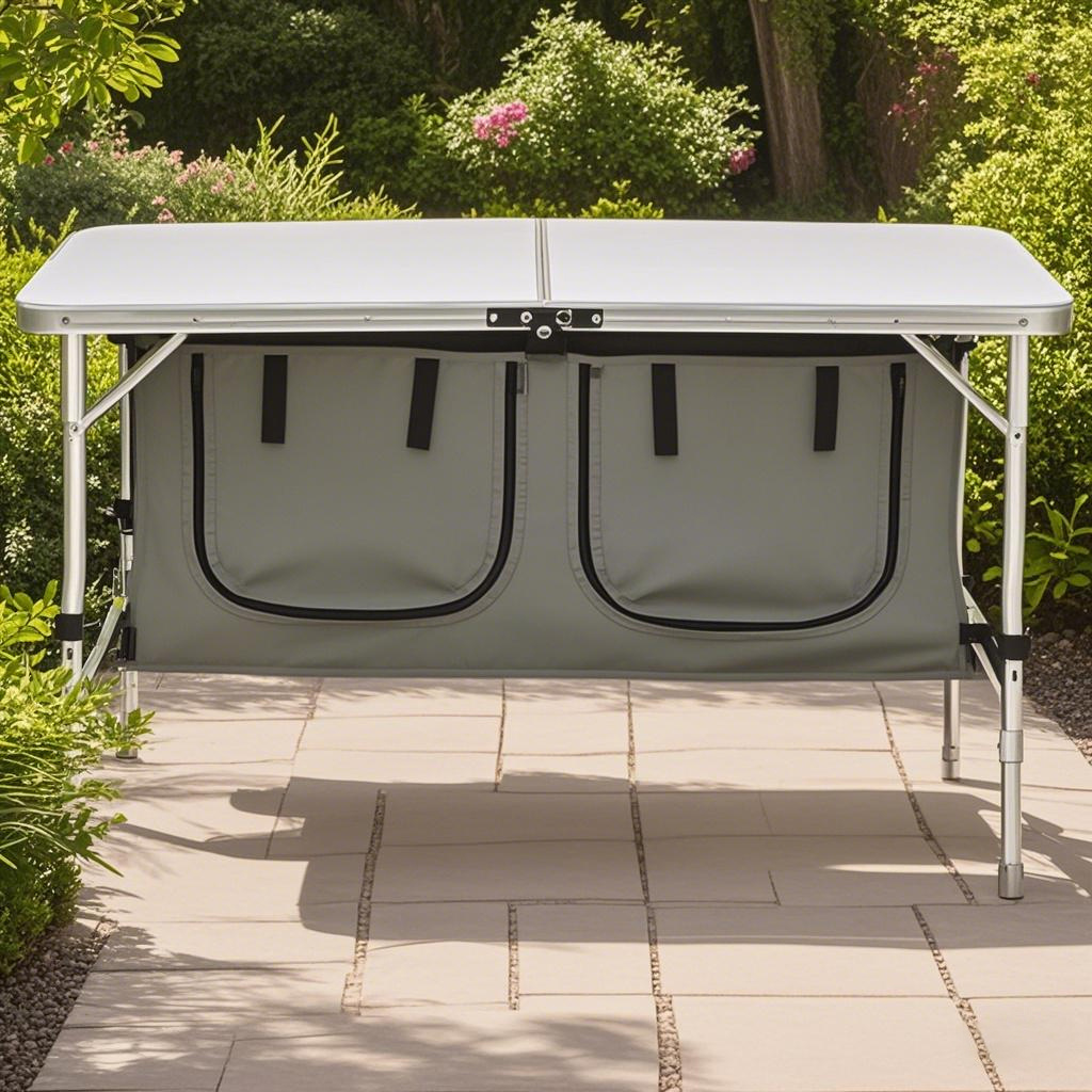 Outdoor Camping Table With Storage - COSTWAY Folding Camping Table with Storage,