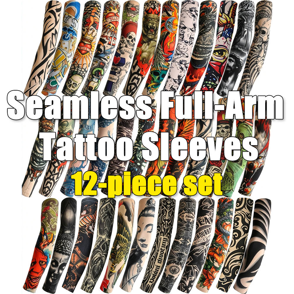 Outdoor Camping Kit - (12-Piece Set)Seamless Full-Arm Tattoo Sleeves,Outdoor Cycling