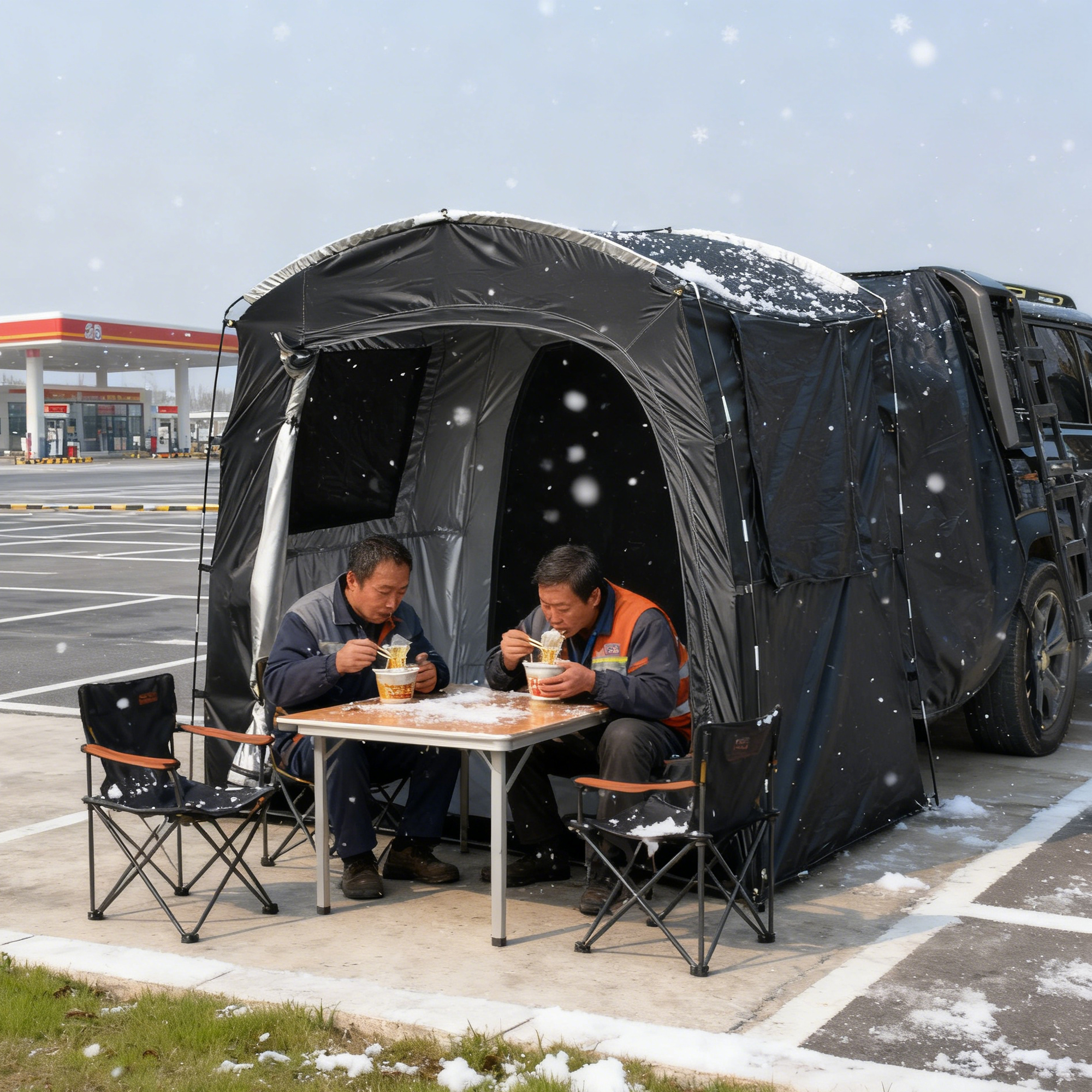 Outdoor Camping Car Tail Tent - 2-Person SUV Rear Tent Annex with