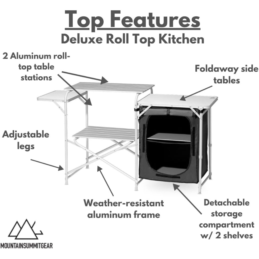Deluxe Roll Top Kitchen Table  – Outdoor Camping Kitchen Setup Bewertung und Preis