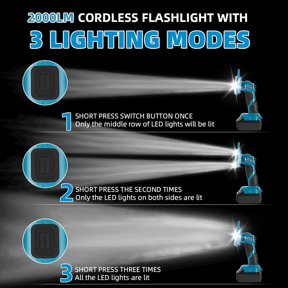 18W 2000LM Cordless LED Flashl – Outdoor Camping Jobs Bewertung und Preis