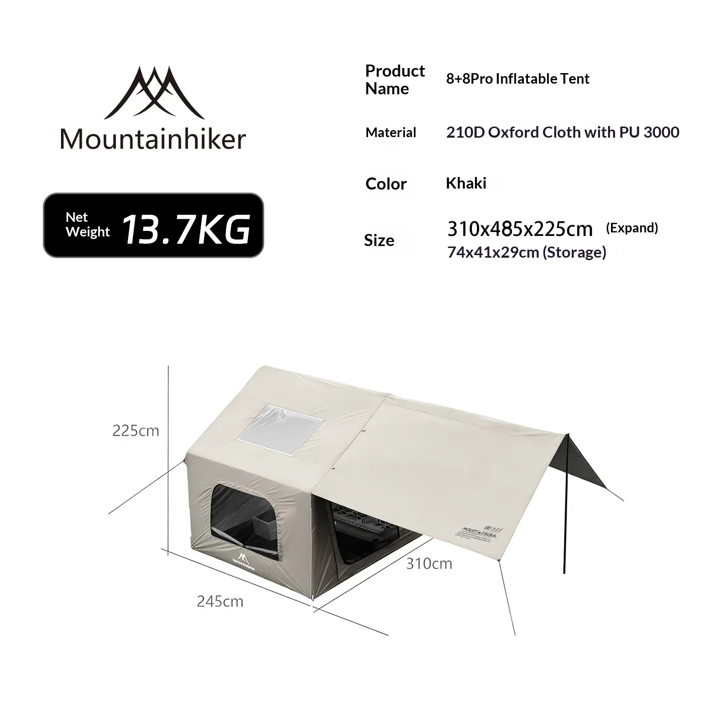 8+8㎡ MOUNTAINHIKER Inflatable  – Outdoor Camping Inflatable Tent Bewertung und Preis