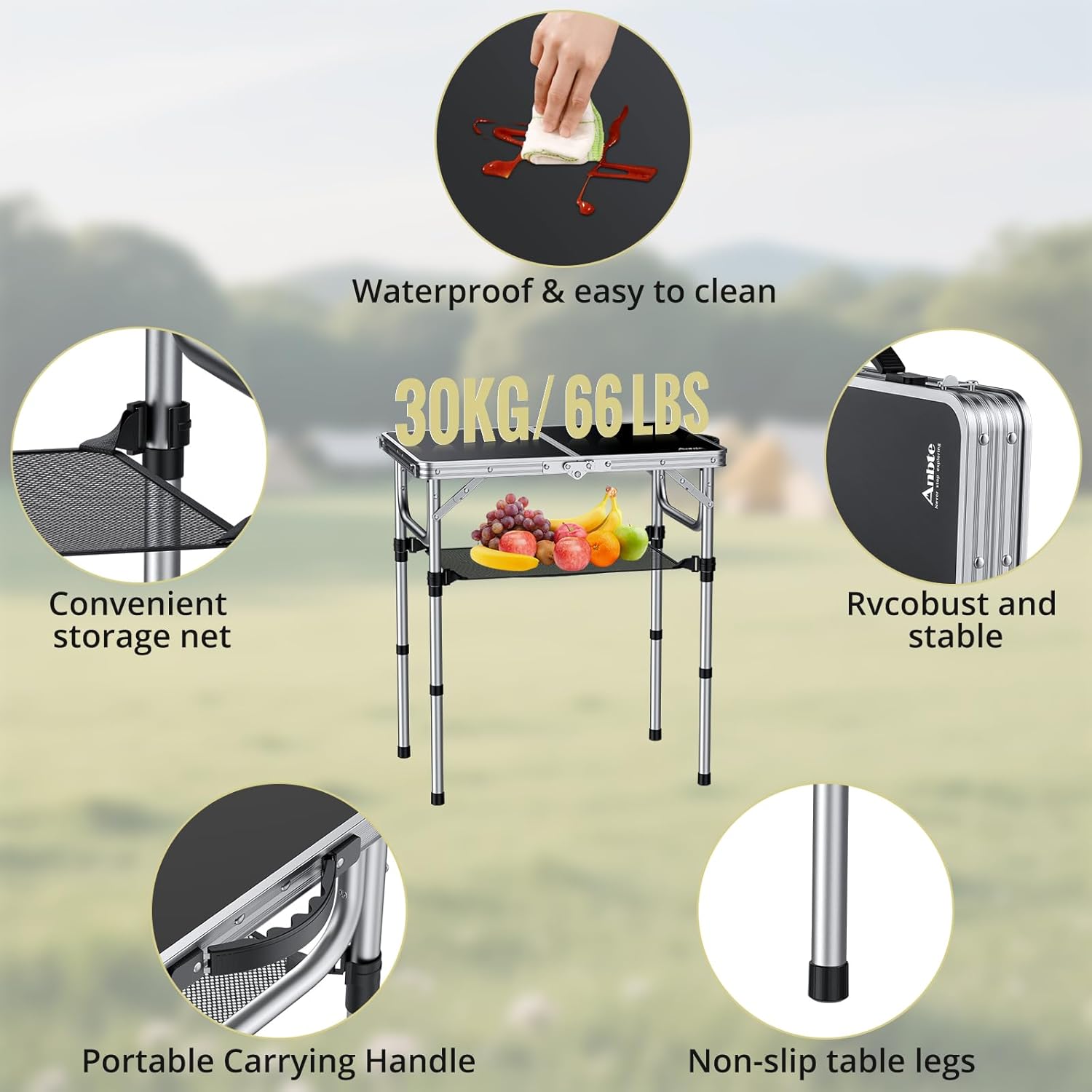 3-Height Adjustable Folding Ca – Outdoor Camping Table With Storage Bewertung und Preis